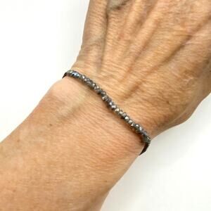 Signed CHAN LUU Bracelet Dainty Mystic Laboridite Beads 925 Sterling Silver